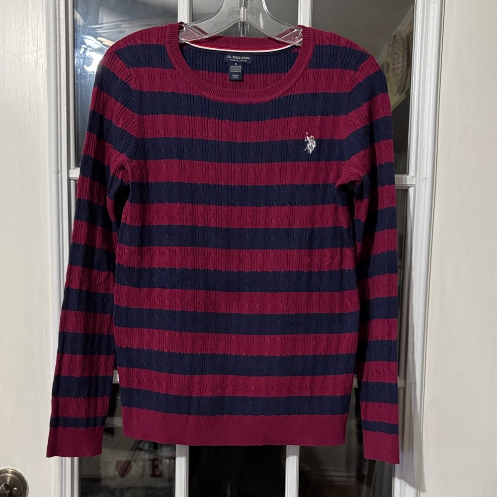 Striped Navy and Red Sweater Small